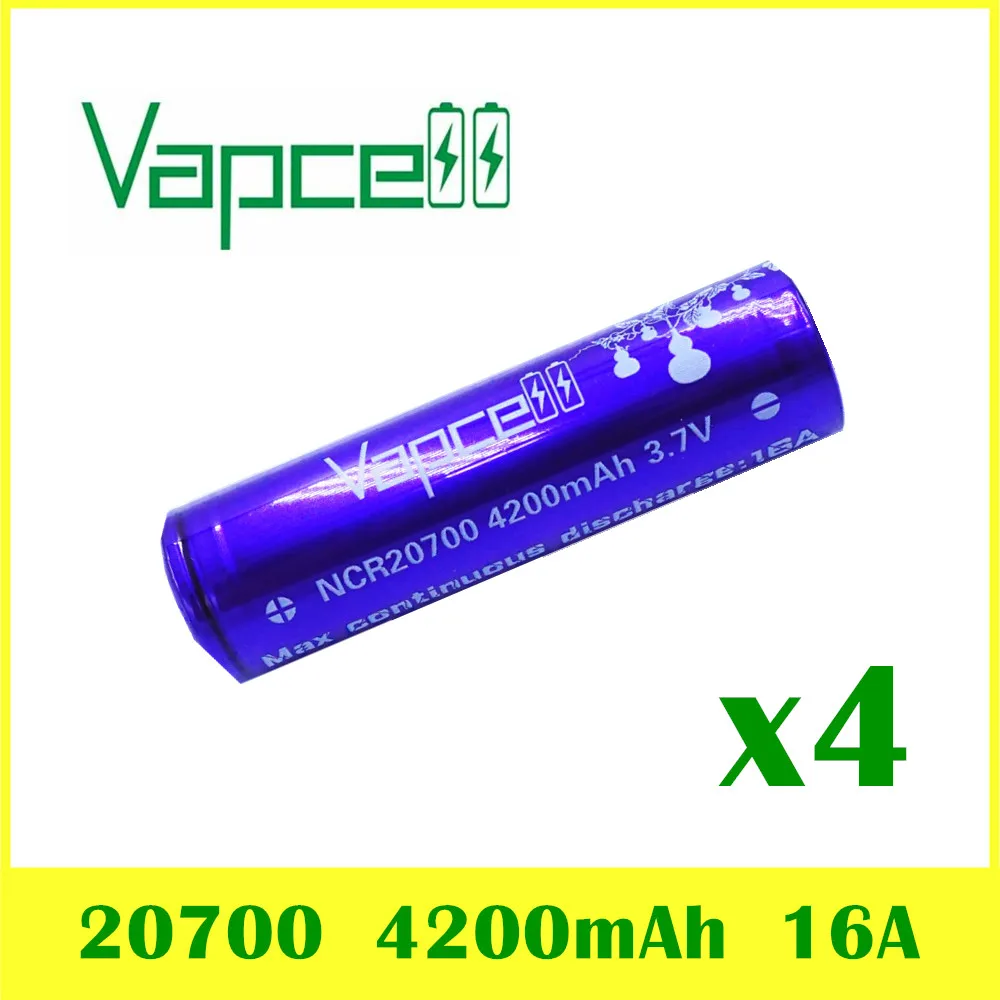 4 шт. VAPCELL INR20700 4200 мАч литиевый блок питания 16A мощный электрический инструмент 3 7 в