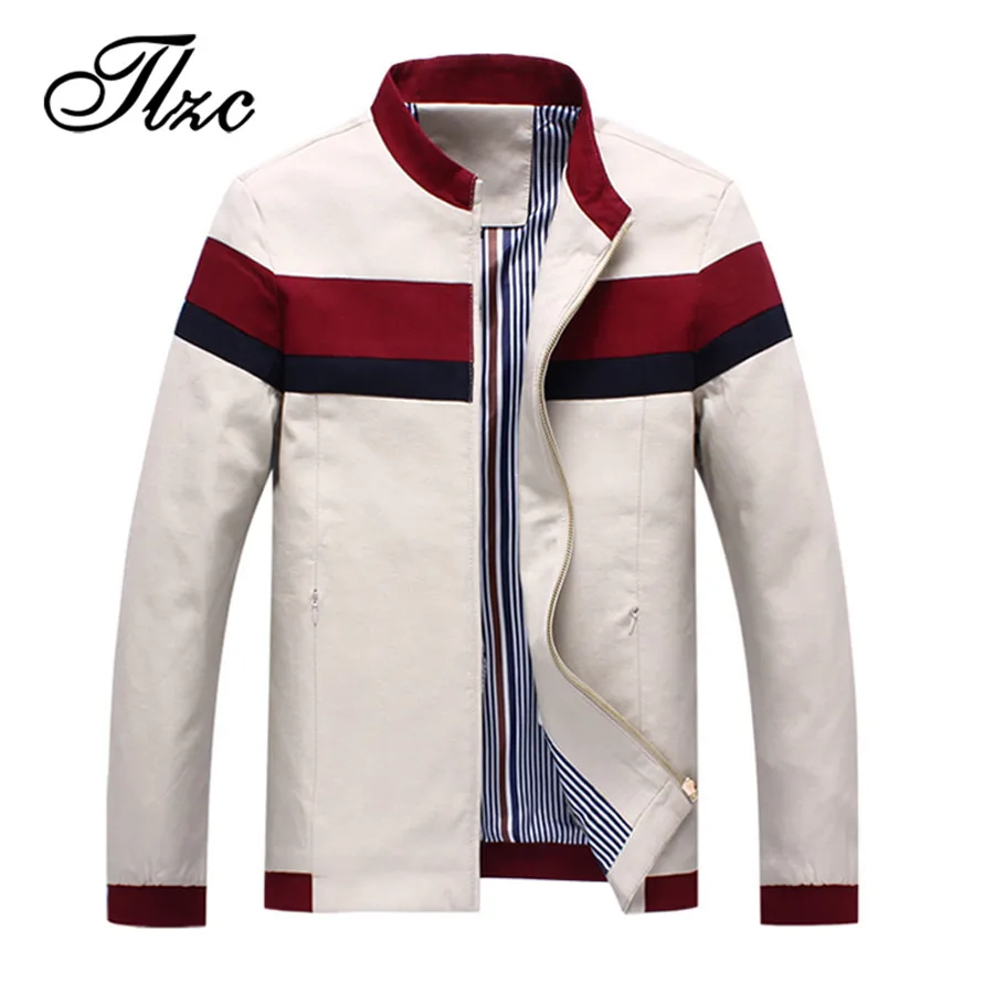 

TLZC New Zip Pocket Office Man Zip up Coat Windbreaker Plus Size M-5XL Slim Fit Outerwear 2018 Men Casual Business Jacket