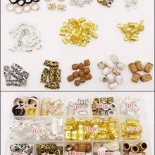 177 шт./кор. смешивать различные металлические акриловые подвязанные лентой, с объемной волной дреды бусины заколки для волос аксессуары для украшения с ящик для хранения