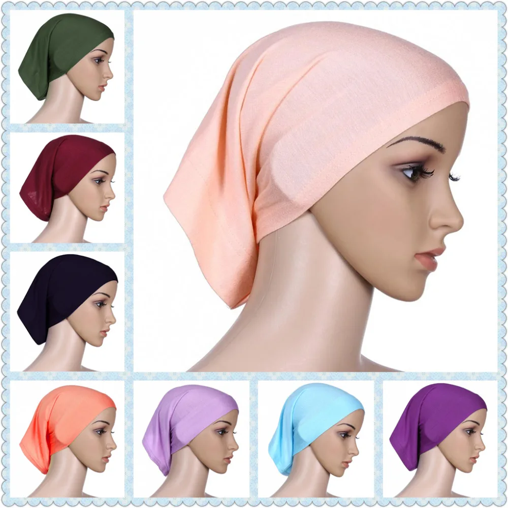 

Muslim head cap Inner Hijabs for women square hijabs ladies headscarf islamic scarf hat shimmer femee cheap wholesale