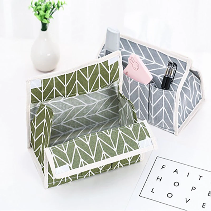 

New garden wind cotton linen paper towel box multi-function paper towel paper towel set desktop debris storage box