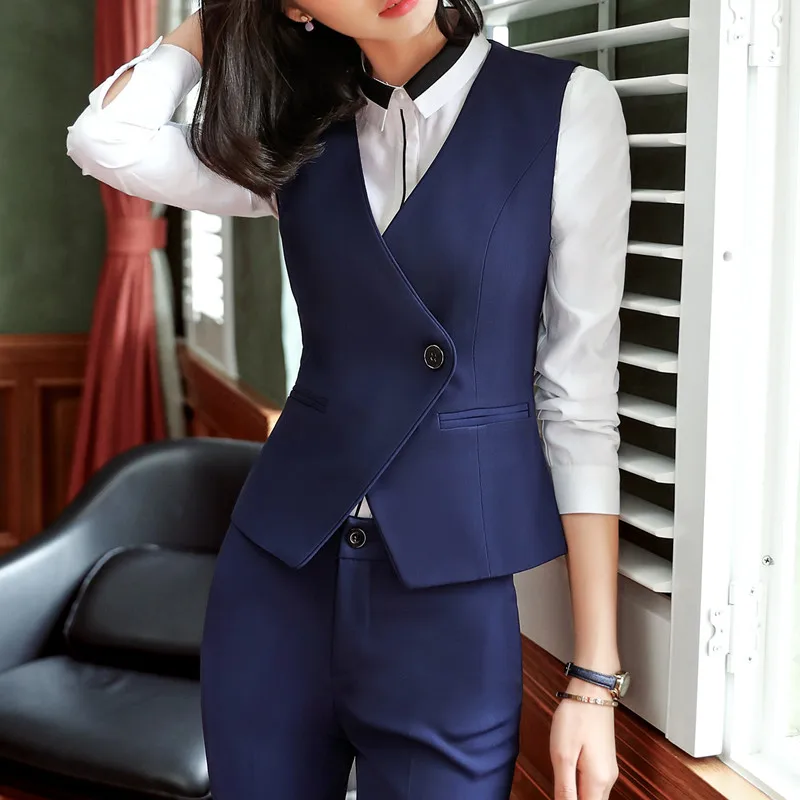 Fashion business Interview vest women new spring Slim V Neck Formal office ladies vest coat plus size uniforms