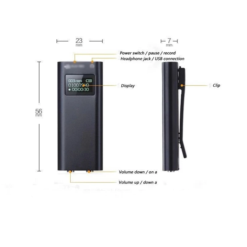 Маленький мини-клип цифровой диктофон Профессиональный диктофон 8 Гб USB флеш-накопитель диктофон ручка Mp3 плеер черный