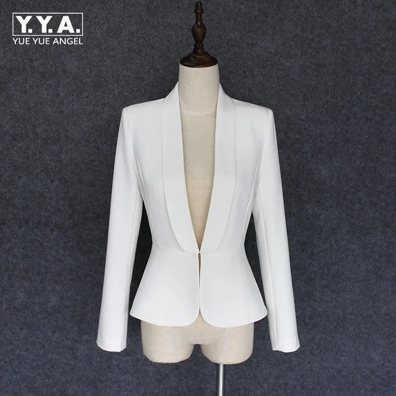 

2020 New Women White Office Work Slim Fit Short Jacket Lady Sexy Deep V Neck Blazer OL Ruffle Blazer Outwear Blazers Suits Coat