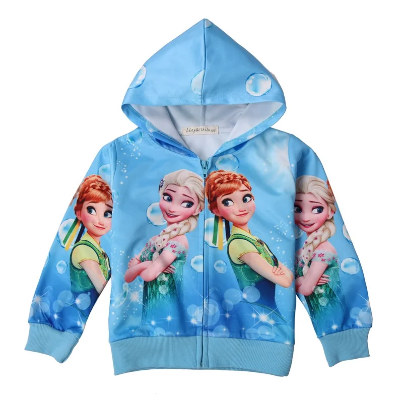 Kids Jacket Girls Coat Elsa Costume for Baby Toddler Anna Hoodie Pink Zipper Jacket Snow Princess Long Sleeve Coats Kids Outfits