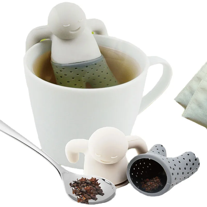 Silicone Tea Strainer Interesting Life Partner Cute Mister Teapot MR Little Man People Tea Infuser Filter Brewing Making Teapot