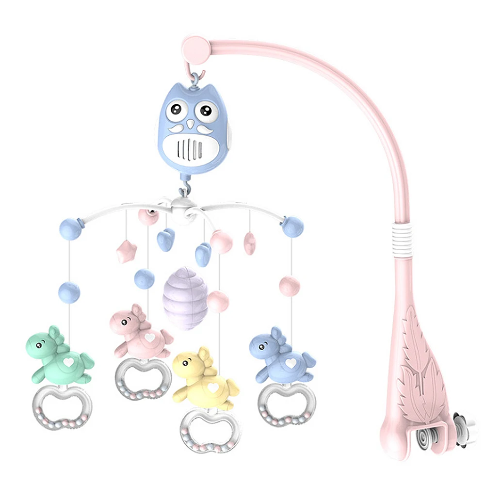 Детская кровать колокольчик музыкальные игрушки для 0-12 месяцев новорожденный дети подарок мультфильм Сова лошадь дизайн Мобильная кроватка Мобильная детская погремушка кровать кольцо - Цвет: non-light pink