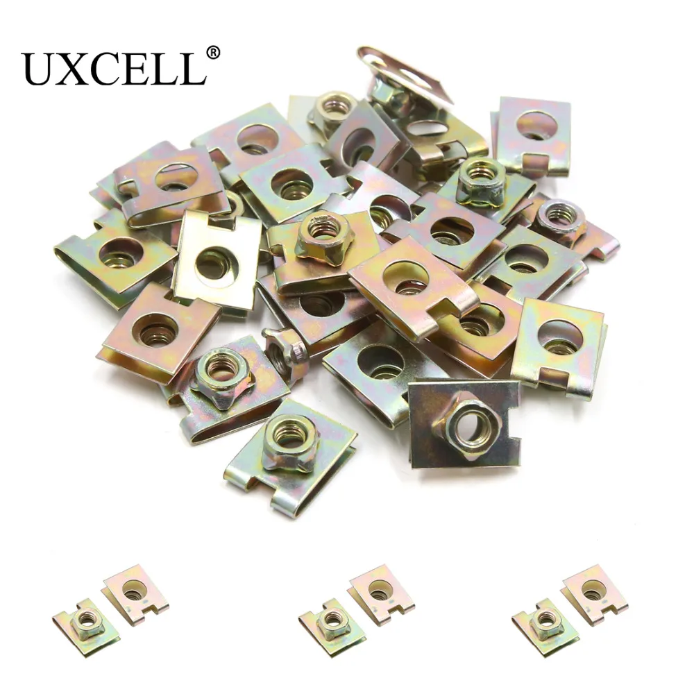 UXCELL 30Pcs 6Mm Hole Spring Metal Plate U Type Clips Speed Nuts For