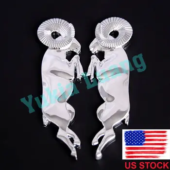 

2x Silver Leaping Ram Car Body Fender Emblem Badge for Ram 1500 2500 3500