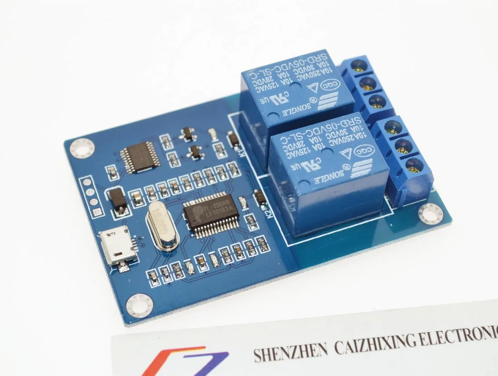 

MICRO USB Relay Module 5v 2 Channel Relay Module, Relay control panel with indicator 2way Relay output usb interface