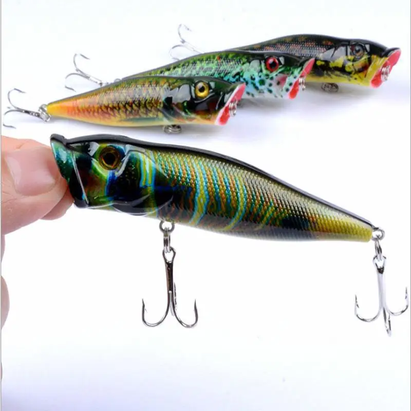 

1Pcs Popular 9.5cm 12g Popper Fishing Lure Hard Artificial Bait with 2 Treble Hooks Fishing Wobblers Crankbait Pesca Iscas