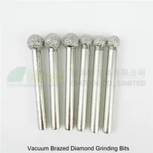 Best Price 6pcs #9/10 Vacuum brazed diamond Grinding bits Engraving carving tool Ball type mounted points