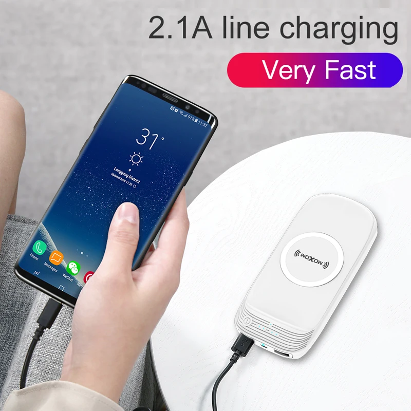 MOXOM Wireless Charger Power Bank 18000mAh Dual USB Mini Power Bank Portable Wireless Charging Battery Charger For iPhone X + MOXOM Wireless Charger Power Bank 18000mAh Dual USB Mini Power Bank Portable Wireless Charging Battery Charger For iPhone X +