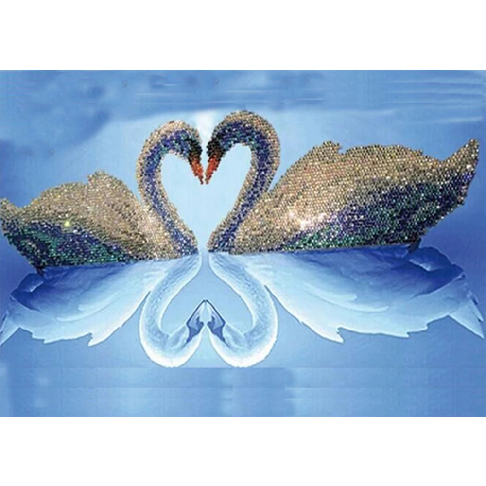

LI LOYE Full Round Diamond mosaic Swan couple 5D DIY Diamond embroidery Cross Stitch Crafts rhinestone home decor painting RT831