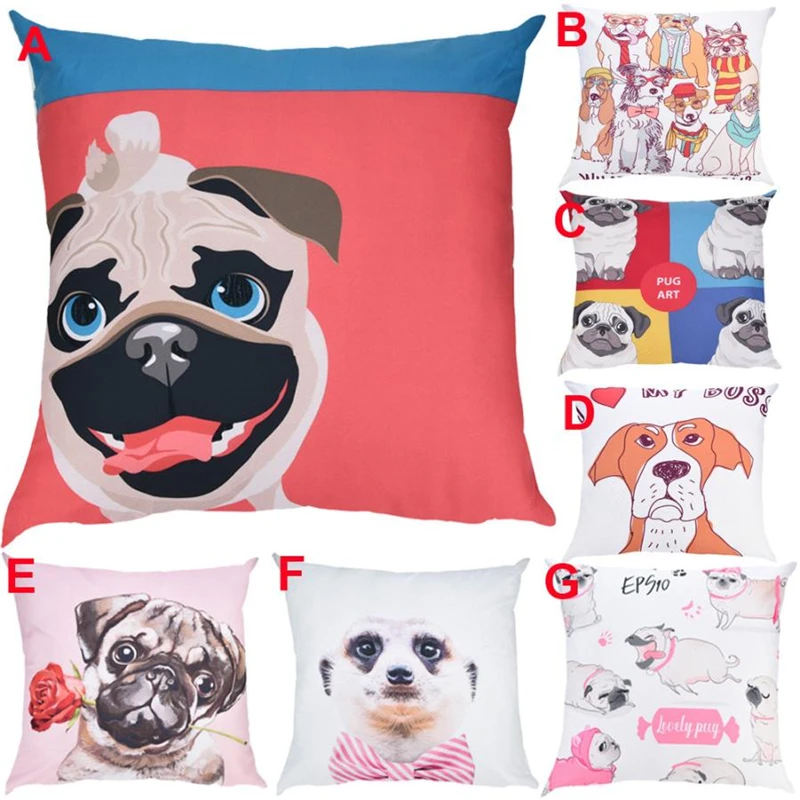 Dog Print Pillow Case Polyester Sofa Car Cushion Cover Home Decor09