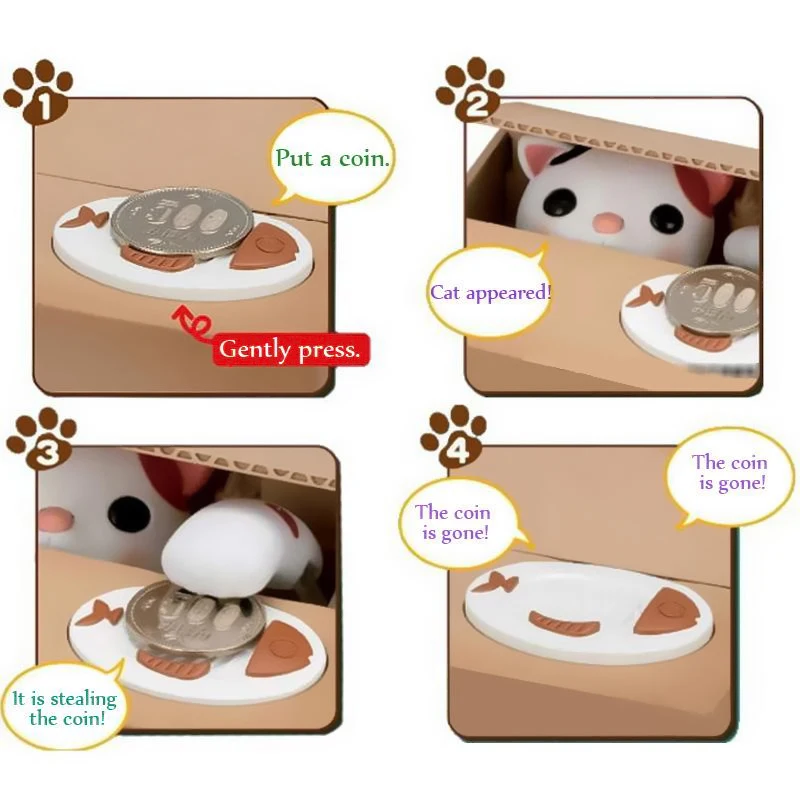 Panda Coin Box Kids Money Bank Automated Cat Thief Money Boxes Toy Gift for Children Coin Piggy Money Saving Box Christmas gift 5