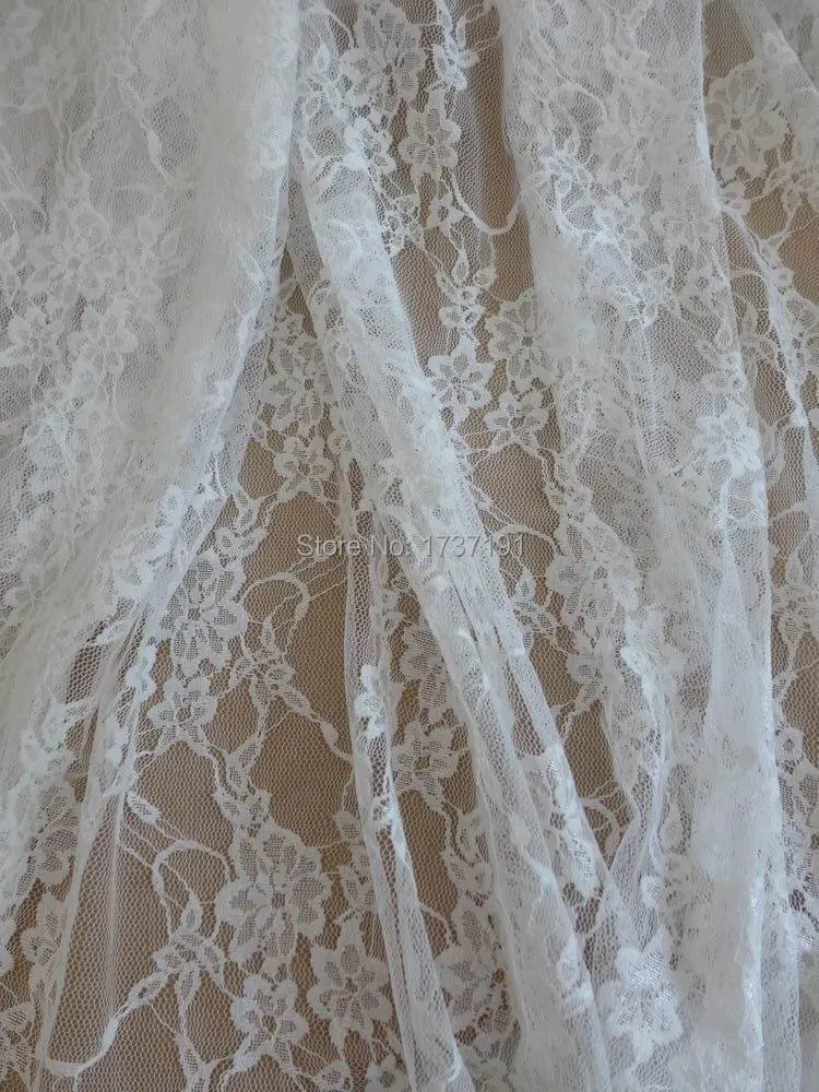 Off white fabric, beautiful allover stretch lace fabric, sheer off