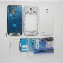 White Full Housing Cover + i9192 Middle frame + battery door case For Samsung Galaxy S4 SIV Mini replacement & Outer front Glass