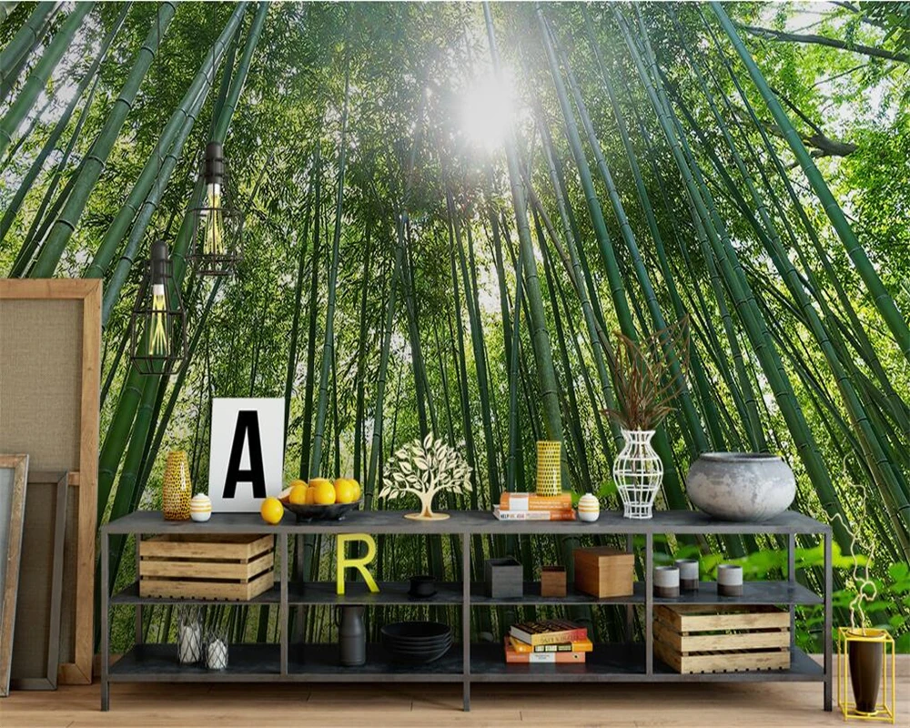 Beibehang The mural the wall green bamboo wallpaper photo mural wallpaper 3 d sitting room bedroom family decorates  wallpaper