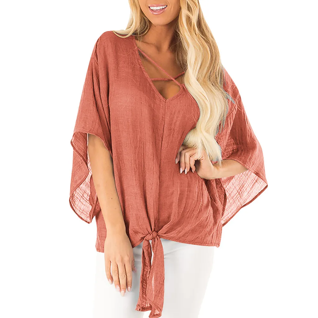 

2019 Summer Women Solid Bikini Cover Up Pullover Beach Dress Lace Up Swimsuit Kaftan Beach Tunics Cape Blouse Pareos Mujer Mayo
