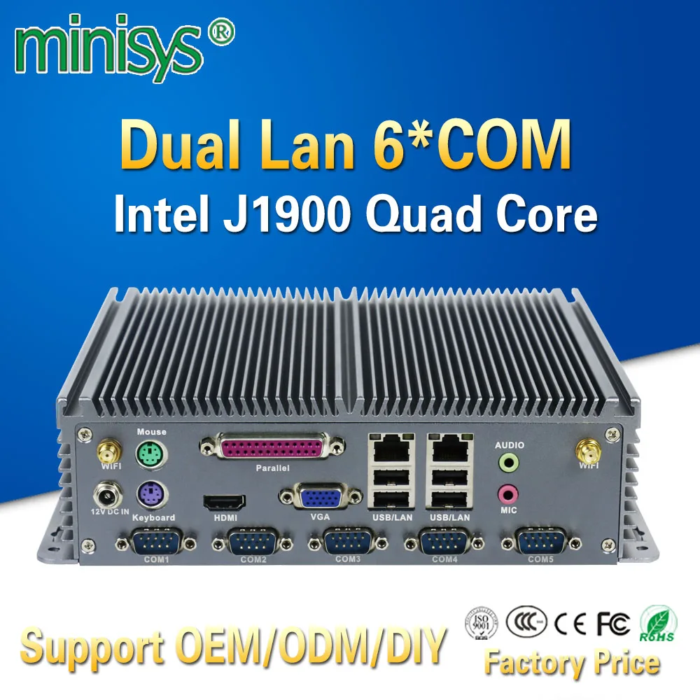 Kopen Minisys Low power mini itx computer intel celeron J1900 quad core dual lan barebones fanless industri euml;le pc met parallelle poort