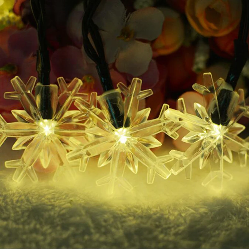 Waterproof Led Solar Light 6M30 LED Snow Flake String Light Fairy Lamp For Wedding New Year Christmas Garden Decoration  (7)
