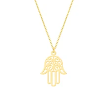 ACEBFEET Protection Fatima Hand Evil Eye Pendant Necklace For Women Stainless steel Jewelry Gold Link Bohemian Chokers 2018