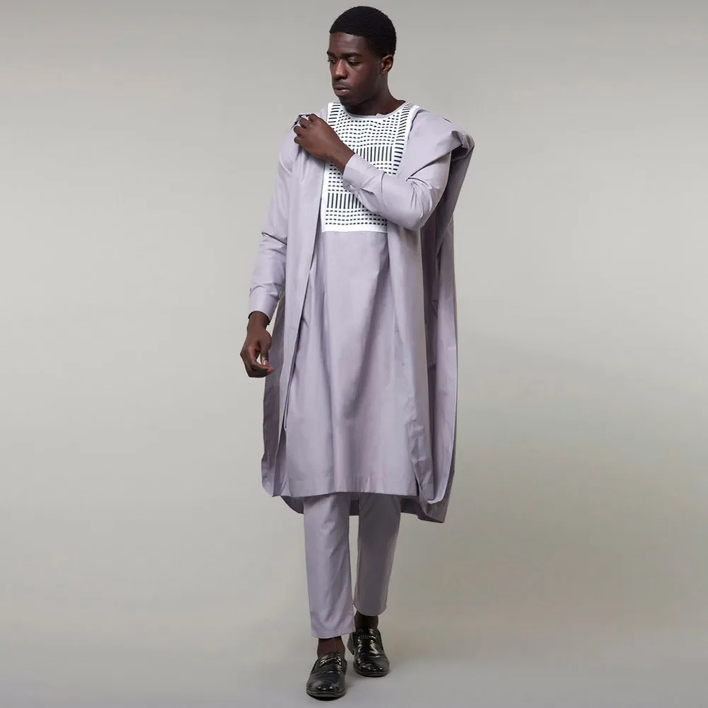 BOHISEN African Print Cotton Men Clothes 3 Pieces Bazin Agbada Long Sleeve Party Vogue Dashiki Formal Dress For Men