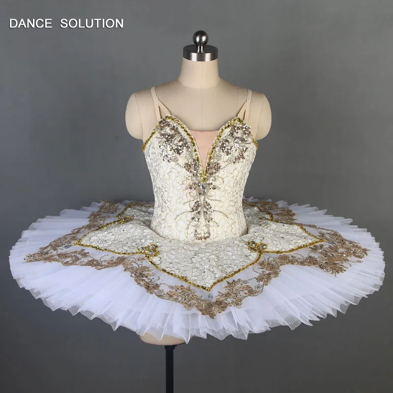 Новое поступление, золотое/Белое профессиональное балетное платье-пачка для взрослых девочек, юбка-пачка на заказ для женщин, сольный танец, блиновые пачки, B19003