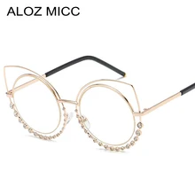 Aloz Платино роскошный алмаз солнцезащитные очки "кошачий глаз" женские очки прозрачные сексуальные очки с металлическими оправами Q284