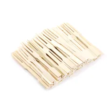 HENGHOME 80 PCS Pure bamboo Disposable Wooden fruit fork Dessert for Cocktail Fork Set Party Home Household Decor