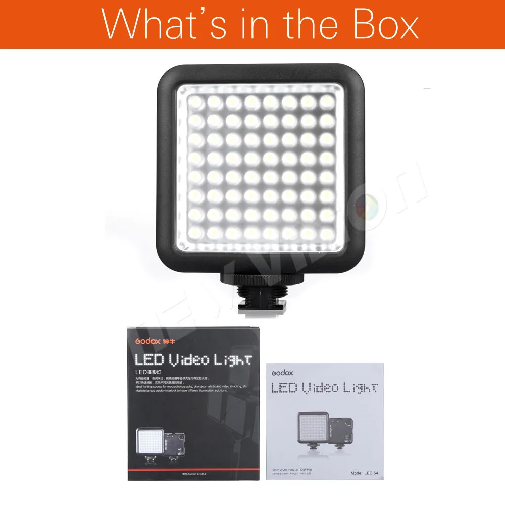 Godox LED64 5500~ 6500K видео светильник профессиональный универсальный для макросъемки фотожурналистов видеосъемка