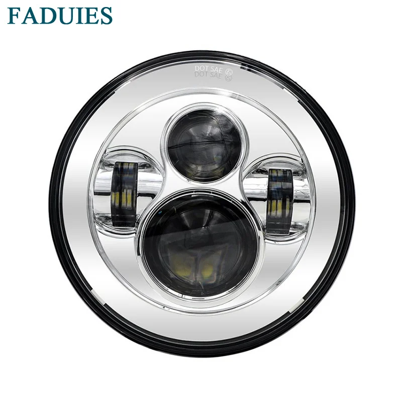FADUIES 7inch Harley motorcycles 40W BlackChrome LED Projection Daymaker HiLo Beam Headlight For Harley Davidson LED HeadLamp (1) 1