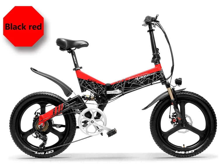 Discount Lankeleisi G650 Electric Folding Bicycle full suspension 7 Speeds 500W Motor 48V 12.8AH Battery light weight frame 20