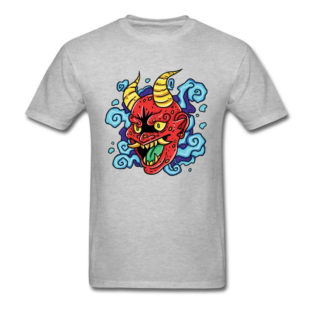 Graphic Kabuki Mask Birthday Short Sleeve T Shirts Autumn Round Neck Pure Cotton Tops Shirt for Men Tops Shirt Fitness Tight Kabuki Mask grey
