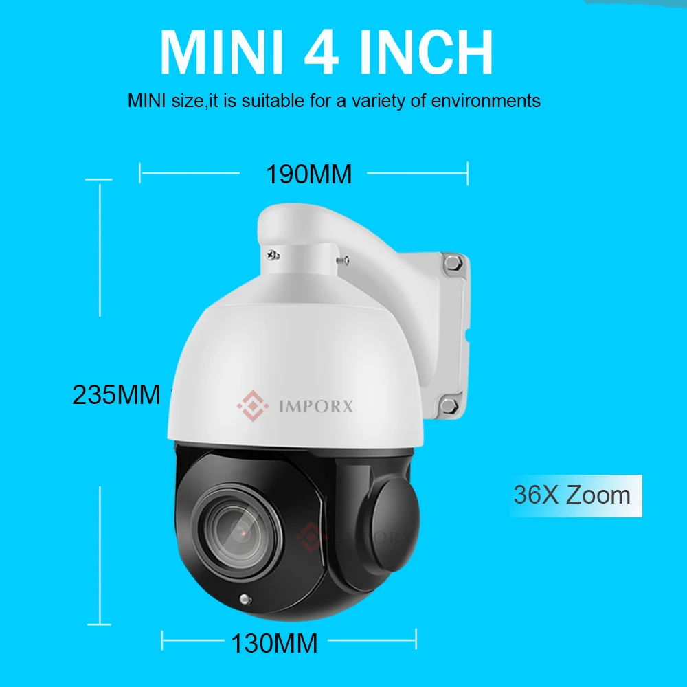 IMPORX 5MP POE PTZ IP камера 4 дюймов аудио Высокая скорость купол 36X зум Открытый H.265 сети IP PTZ камера CCTV 70 м ИК ночного видения