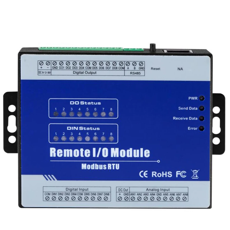 Modbus удаленный IO модуль IOT сбора данных поддерживает PWM импульсный выход с 8