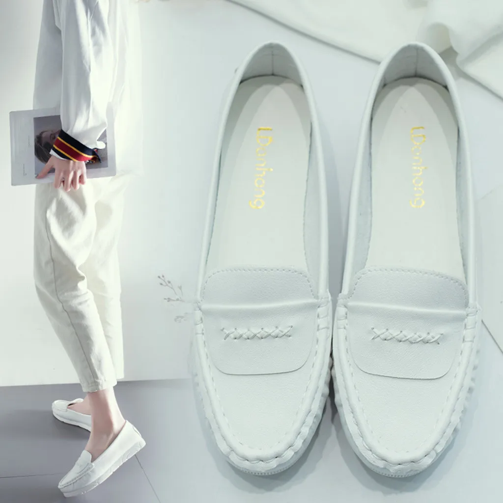 

YOUYEDIAN Summer Moccasins Femme Shoe women shoes flat Ladies Slip On Loafers Shoes women flats leather zapatos de mujer 5#g4