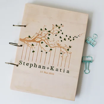

Custom Wedding guest book ,engagement anniversary gift , guest book sign book, Memory album, Laser engraved, Love Bird Tree
