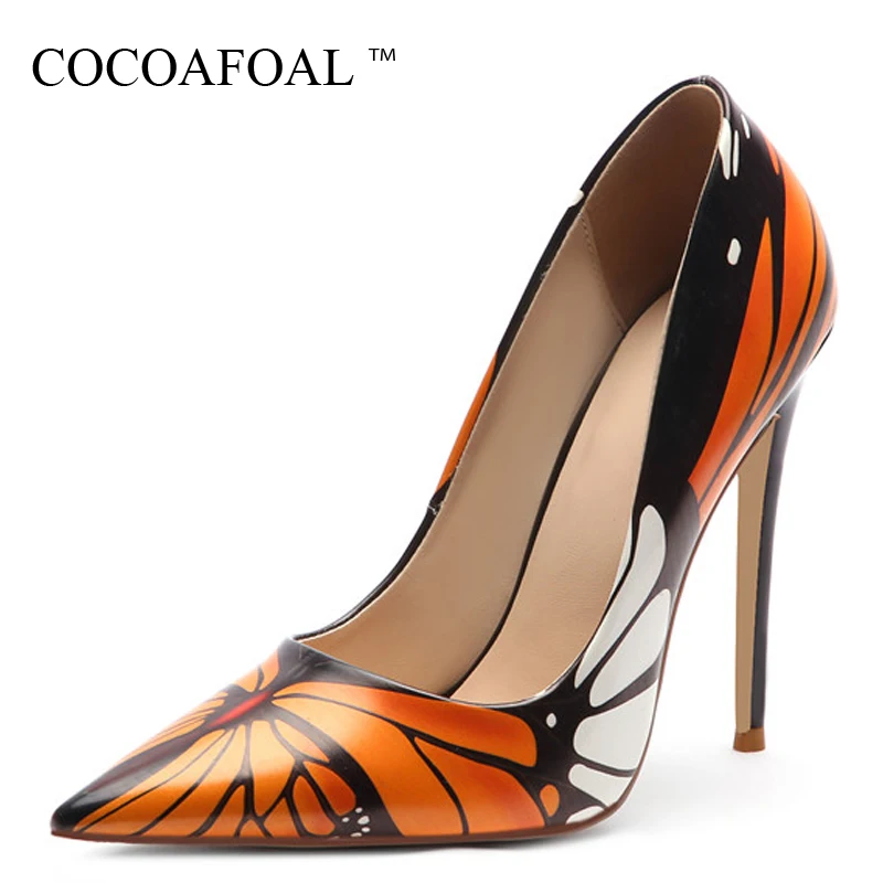 

COCOAFOAL Women's High Heels Shoes Woman Wedding Pumps Sexy Stiletto Plus Size Fashion Sexy Party Pointed Toe Pumps Butterfly