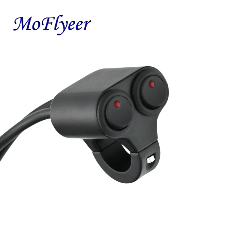 

MoFlyeer 22mm Motorcycle Switches Handlebar Mount Switch Headlight Hazard Brake Fog Light ON OFF Aluminum Alloy With Indicator L