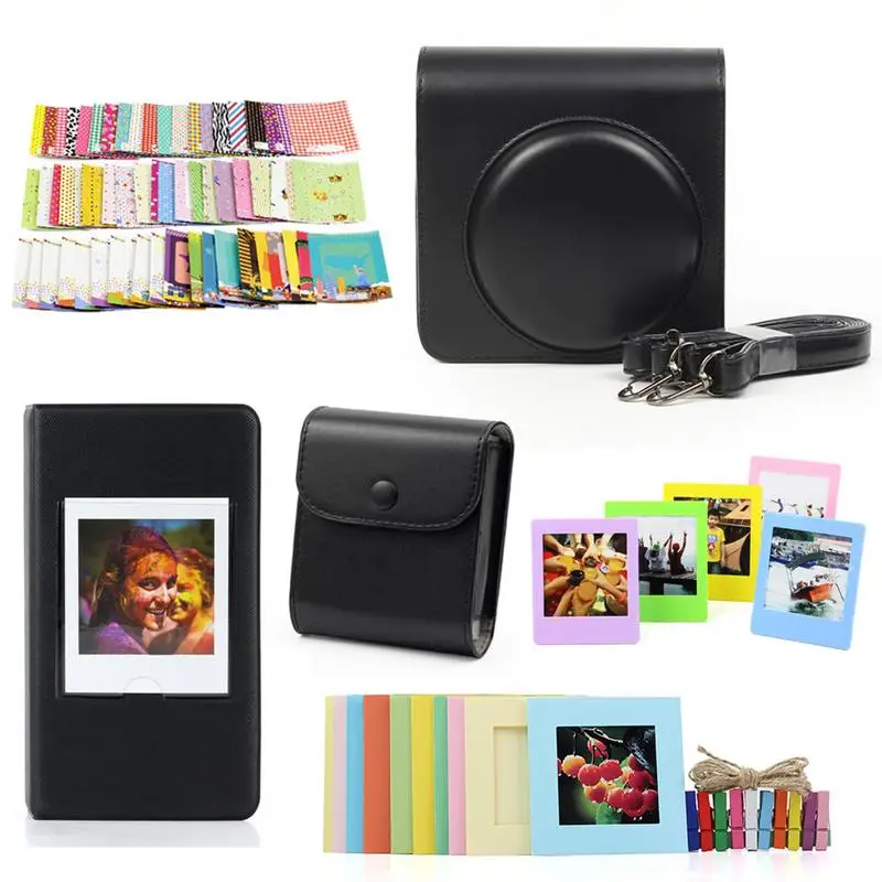 Сумка для камеры моментальной печати, набор квадратных пленочных альбомов с фотоальбомом, чехол для камеры, сумка для фоторамки для Fujifilm Instax Square SQ6 - Цвет: Black