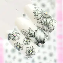 FWC 1 лист 3D наклейки для ногтей лиса/олень/животное/цветок наклейки для нейл-арта наклейки DIY Красота Креативные украшения для ногтей