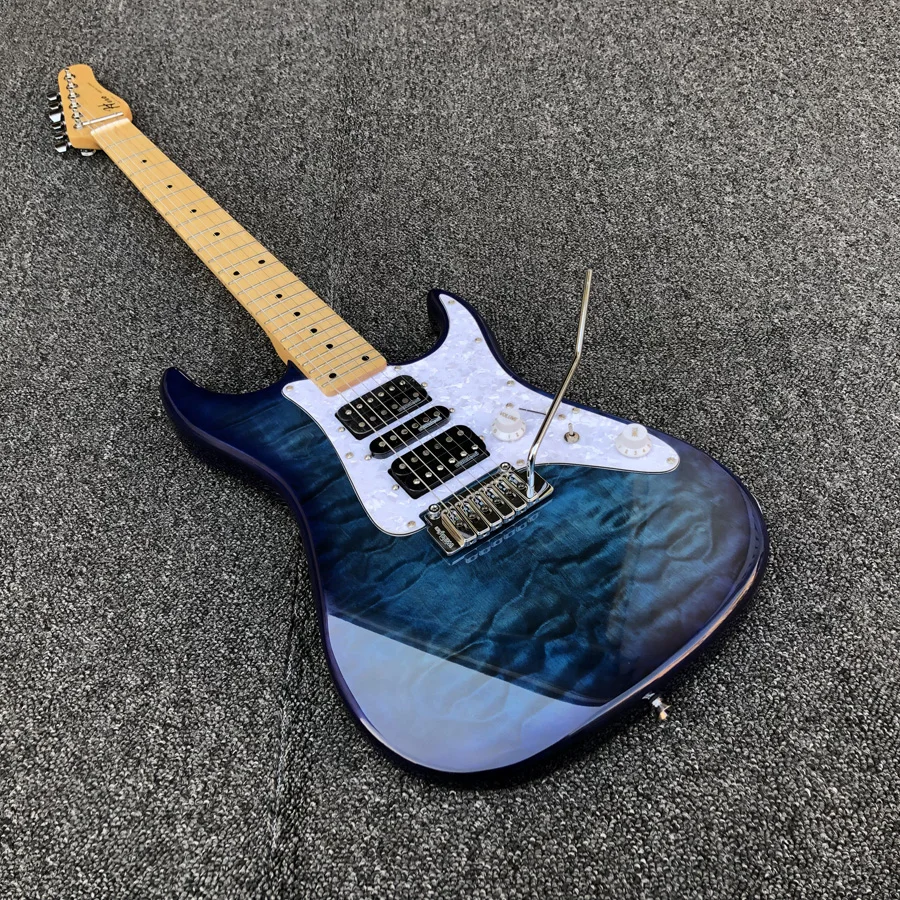 

Electric Guitar Lake Blue Quilted Maple Top Wilkinson Pickups Tremolo Bridge Coil Split M6 Locking Tuners Free Shipping