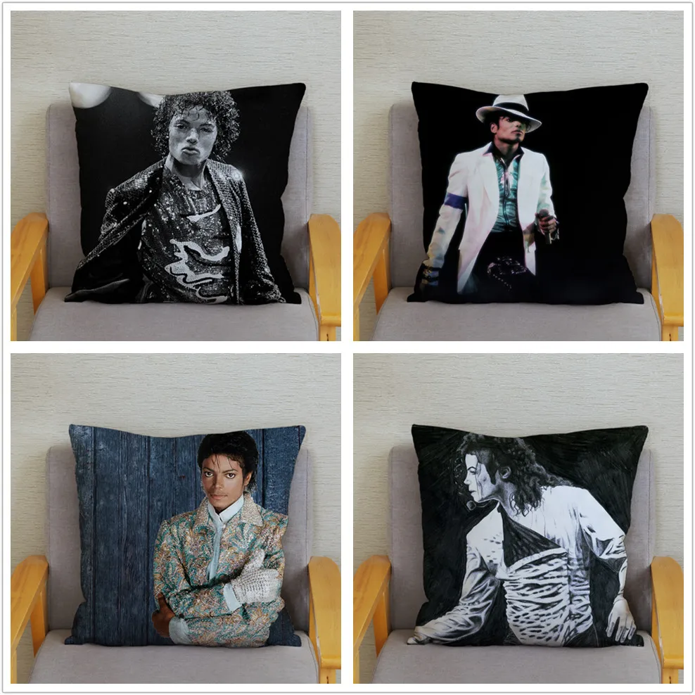 Super Star Michael Jackson HD Print Cushion Cover Super Soft Short Plush Pillow Covers 45*45 Pillows Cases Home Decor Pillowcase