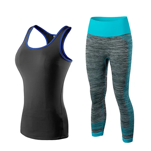 Логотип на заказ комплект для бега жилет брюки спортивный костюм для фитнеса Колго женские спортивные костюмы горячий - Цвет: bblue20025081