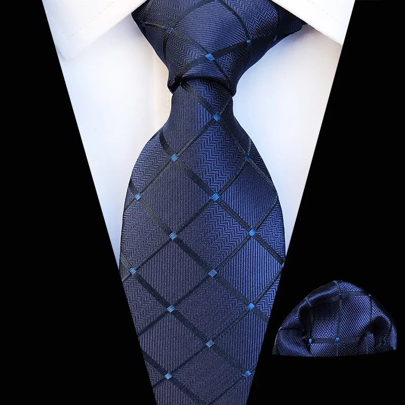 Синий серый мужской галстук Роскошный желтый Золотой Полосатый шелковый тканый галстук, жаккардовый Hanky набор деловые свадебные галстуки для мужчин Gravata - Цвет: TZ-G17