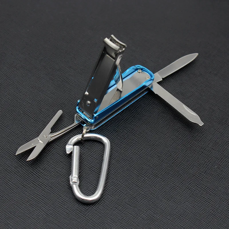 

Fashion Practical Type Multifunctional Nail Scissors Knife Keychain Handheld Key Chain Ring Small Scissors File Utility Pendant