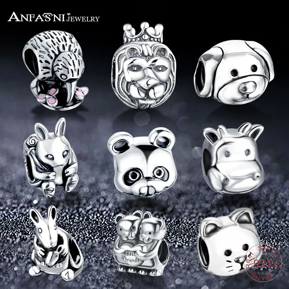 

ANFANI Authentic 925 Sterling Silver Cute Animal Collection Charm Bead Fit Original Bracelets Women Jewelry PSMB0046