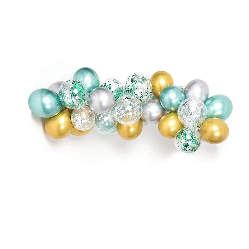 

35pcs 12inch Macaron Mint Green Balloon Garland Arch Kit Gold Silver Metallic Balloons Birthday Wedding Wild One Party Supplies